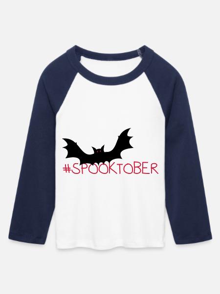 #spooktober / Halloween - Frauen Cropped Baseball T-Shirt 3/4 Arm - Weiß/Navy 