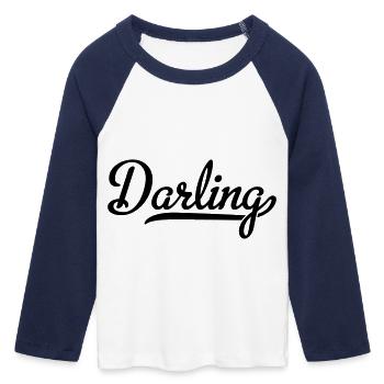 Chéri - T-shirt Crop Top de Baseball Manches 3/4 Femme - blanc/marine  - Devant - Maraike (178cm)