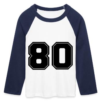 80 - Women's Cropped 3/4 Sleeve Baseball T-Shirt - white/navy  - Front - Maraike (178cm)