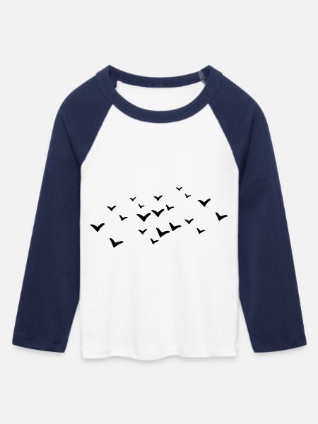 Vögel - Frauen Cropped Baseball T-Shirt 3/4 Arm - Weiß/Navy
