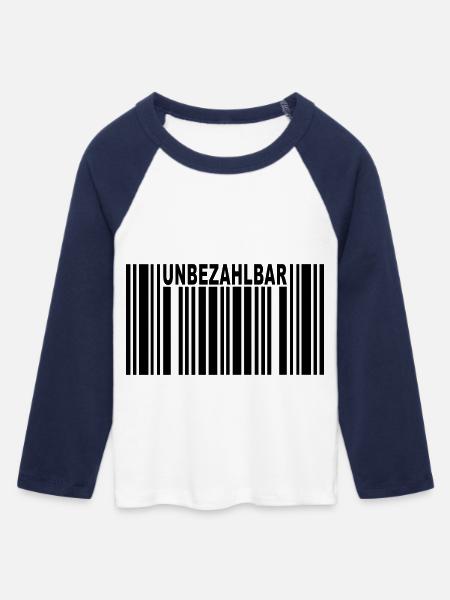 unbezahlbar barcode - Frauen Cropped Baseball T-Shirt 3/4 Arm - Weiß/Navy