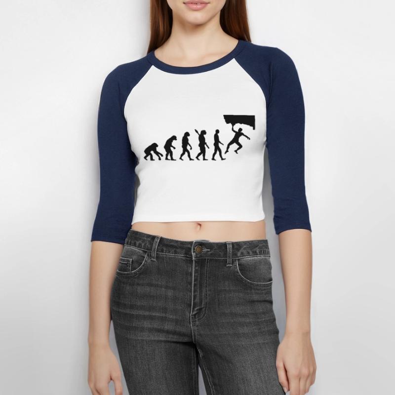 Evolution Bouldering T-shirt Crop Top de Baseball Manches 3/4 Femme
