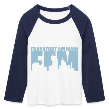 FFM - Frankfurt am Main - T-shirt Crop Top de Baseball Manches 3/4 Femme - blanc/marine  - Devant - Maraike (178cm)