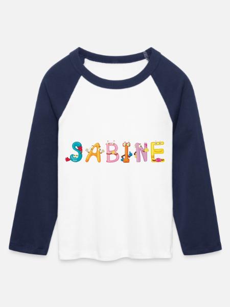 Sabine - Frauen Cropped Baseball T-Shirt 3/4 Arm - Weiß/Navy