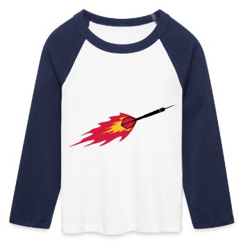 Dart Fire - T-shirt Crop Top de Baseball Manches 3/4 Femme - blanc/marine  - Devant - Maraike (178cm)