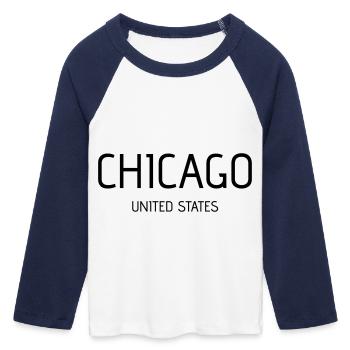 Chicago - T-shirt Crop Top de Baseball Manches 3/4 Femme - blanc/marine  - Devant - Maraike (178cm)
