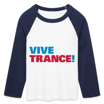 Trance - Vive la Trance ! - Women's Cropped 3/4 Sleeve Baseball T-Shirt - white/navy  - Front - Maraike (178cm)