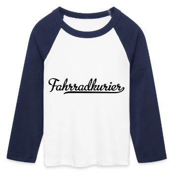 Coursier à vélo - T-shirt Crop Top de Baseball Manches 3/4 Femme - blanc/marine  - Devant - Maraike (178cm)