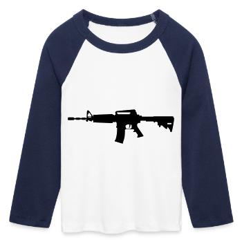 Rifle M-16 - Women's Cropped 3/4 Sleeve Baseball T-Shirt - white/navy  - Front - Maraike (178cm)
