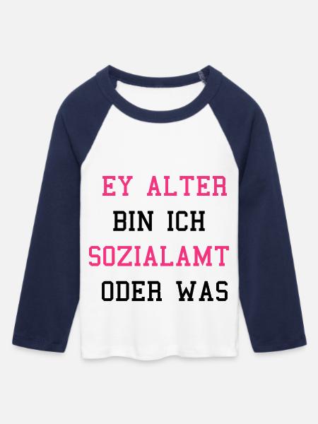 Sozialamt oder Was - Frauen Cropped Baseball T-Shirt 3/4 Arm - Weiß/Navy