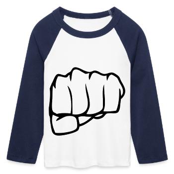 poing - T-shirt Crop Top de Baseball Manches 3/4 Femme - blanc/marine  - Devant - Maraike (178cm)