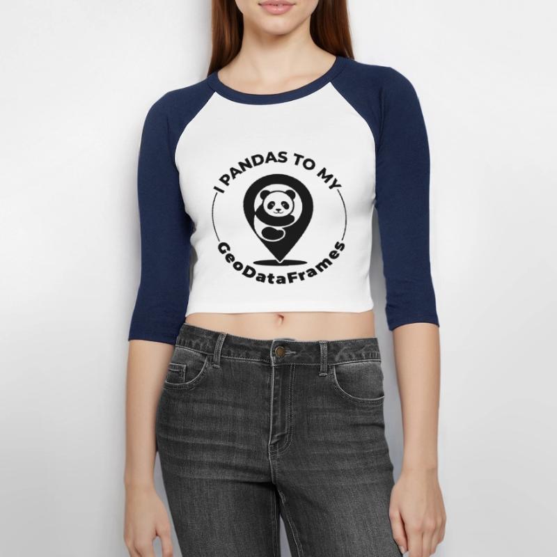 GeoDataFrames Pandas GIS Python Programming Women's Cropped 3/4 Sleeve Baseball T-Shirt