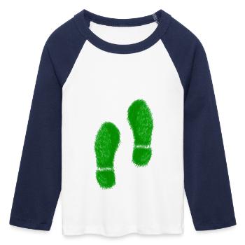 Green Grass Steps - Frauen Cropped Baseball T-Shirt 3/4 Arm - Weiß/Navy  - Vorne - Maraike (178cm)