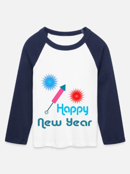 Happy New Year - Frauen Cropped Baseball T-Shirt 3/4 Arm - Weiß/Navy 