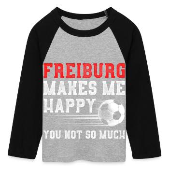 ME HEUREUX Fribourg REND - T-shirt Crop Top de Baseball Manches 3/4 Femme - gris chiné/noir - Devant - Maraike (178cm)
