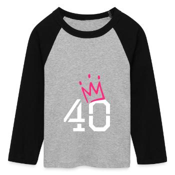 40 - T-shirt Crop Top de Baseball Manches 3/4 Femme - gris chiné/noir - Devant - Maraike (178cm)