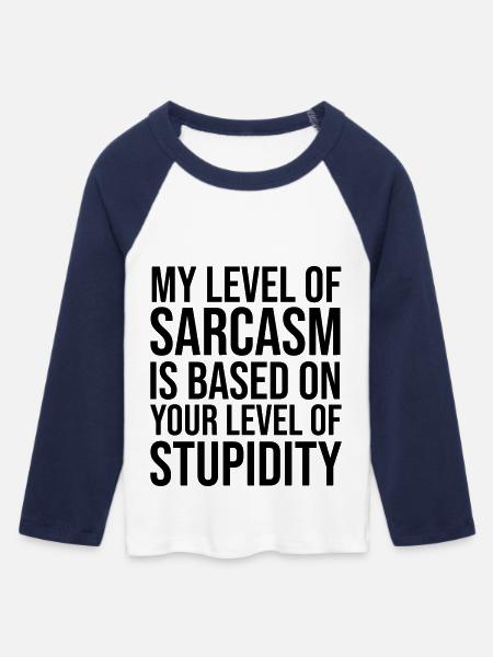 My Level of Sarcasm - Frauen Cropped Baseball T-Shirt 3/4 Arm - Weiß/Navy