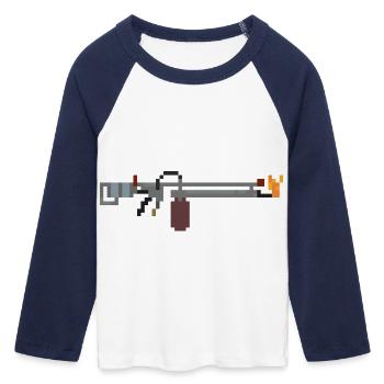 Lance-flammes - T-shirt Crop Top de Baseball Manches 3/4 Femme - blanc/marine  - Devant - Maraike (178cm)