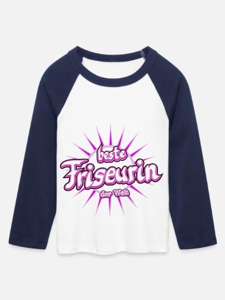 Friseurin - Frauen Cropped Baseball T-Shirt 3/4 Arm - Weiß/Navy
