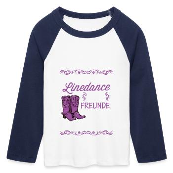 Linedance - Frauen Cropped Baseball T-Shirt 3/4 Arm - Weiß/Navy  - Vorne - Maraike (178cm)