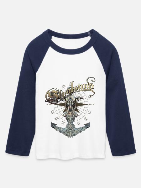 Stralsund Anker - Frauen Cropped Baseball T-Shirt 3/4 Arm - Weiß/Navy