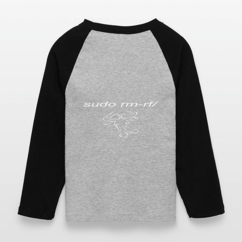 Linux sudo avec Linux Gnu T-shirt Crop Top de Baseball Manches 3/4 Femme
