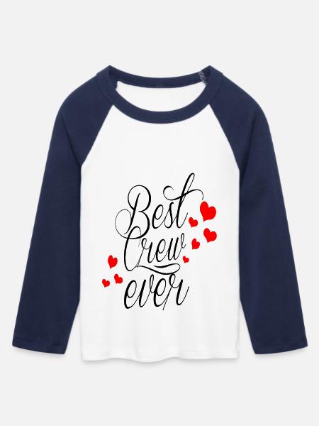 BEST CREW EVER - Frauen Cropped Baseball T-Shirt 3/4 Arm - Weiß/Navy 