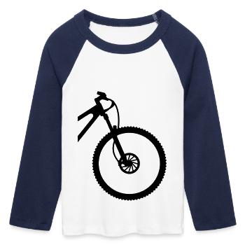VTT front - T-shirt Crop Top de Baseball Manches 3/4 Femme - blanc/marine  - Devant - Maraike (178cm)