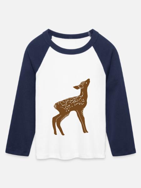 Reh - Frauen Cropped Baseball T-Shirt 3/4 Arm - Weiß/Navy 