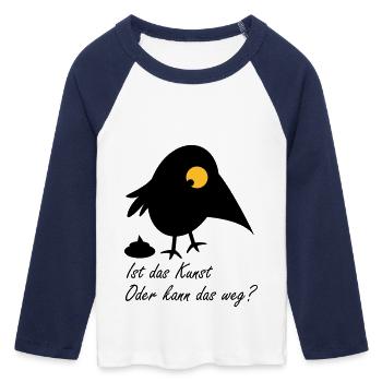Ist das Kunst - Frauen Cropped Baseball T-Shirt 3/4 Arm - Weiß/Navy  - Vorne - Maraike (178cm)