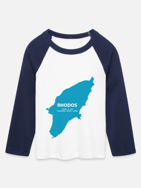 Rhodos is life - Frauen Cropped Baseball T-Shirt 3/4 Arm - Weiß/Navy