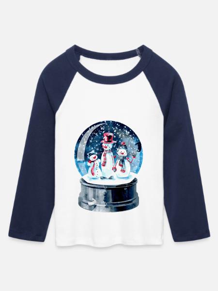 Weihnachten Schneekugel - Frauen Cropped Baseball T-Shirt 3/4 Arm - Weiß/Navy