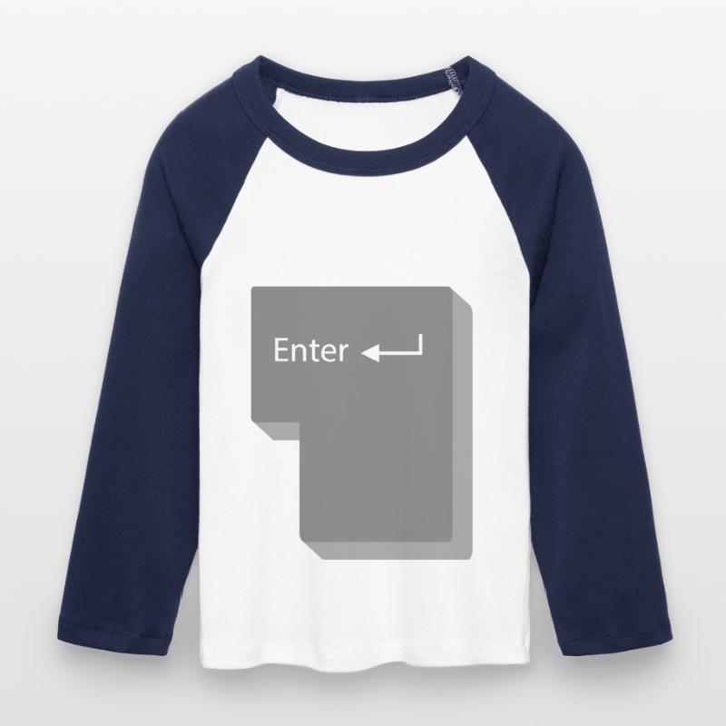 Enter button computer gift idea Women's Cropped 3/4 Sleeve Baseball T-Shirt