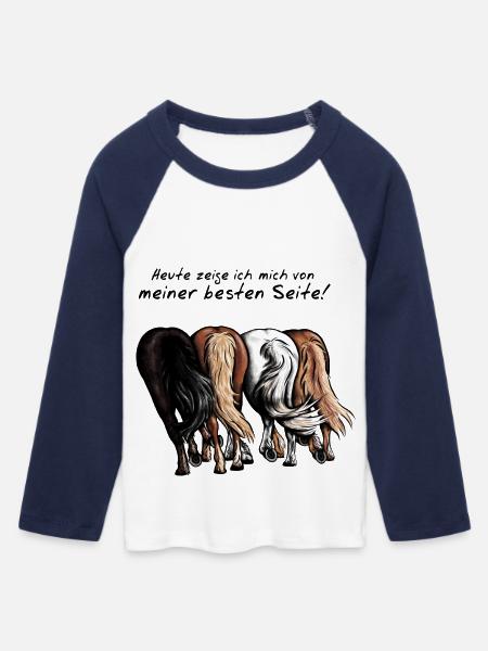 Beste Seite zeigen! - Frauen Cropped Baseball T-Shirt 3/4 Arm - Weiß/Navy 