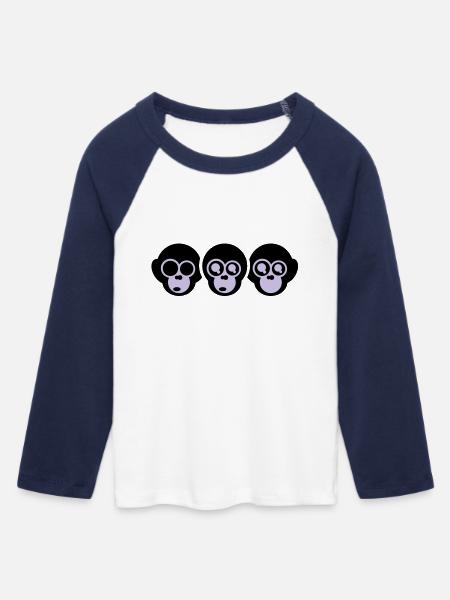 die drei affen - Frauen Cropped Baseball T-Shirt 3/4 Arm - Weiß/Navy 