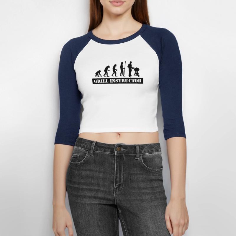 evolution grill instructor Frauen Cropped Baseball T-Shirt 3/4 Arm