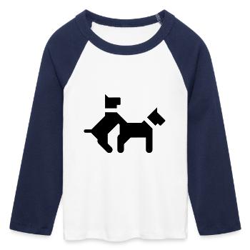 Fickende Hunde - Frauen Cropped Baseball T-Shirt 3/4 Arm - Weiß/Navy  - Vorne - Maraike (178cm)