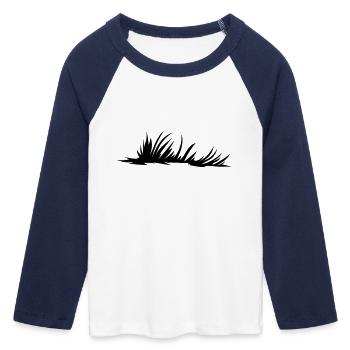 Meadow Meadow - Women's Cropped 3/4 Sleeve Baseball T-Shirt - white/navy  - Front - Maraike (178cm)
