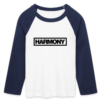 Typo HARMONY Contour 1C - T-shirt Crop Top de Baseball Manches 3/4 Femme - blanc/marine  - Devant - Maraike (178cm)