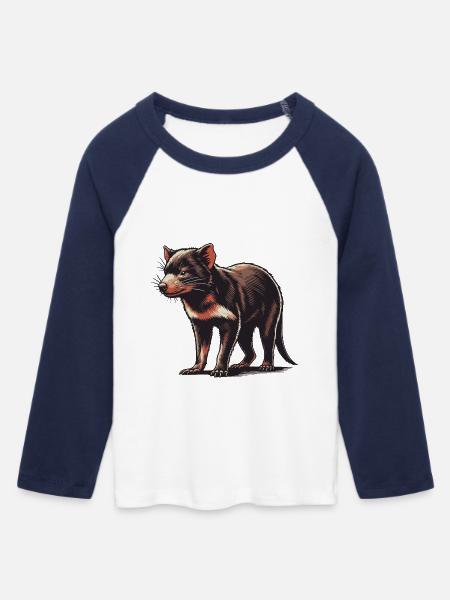 Tasmanischer Teufel - Frauen Cropped Baseball T-Shirt 3/4 Arm - Weiß/Navy 