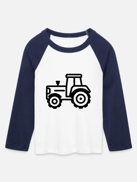Traktor - Frauen Cropped Baseball T-Shirt 3/4 Arm - Weiß/Navy