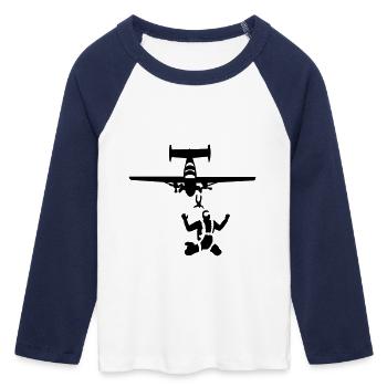 skydiving - Women's Cropped 3/4 Sleeve Baseball T-Shirt - white/navy  - Front - Maraike (178cm)