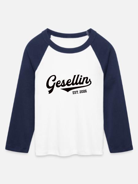 Gesellin 2026 Gesellenprüfung Ausbildung Azubi - Frauen Cropped Baseball T-Shirt 3/4 Arm - Weiß/Navy
