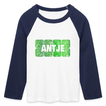 Antje - Frauen Cropped Baseball T-Shirt 3/4 Arm - Weiß/Navy  - Vorne - Maraike (178cm)