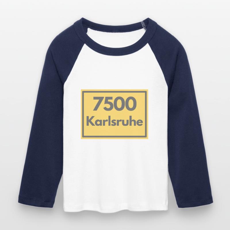 OLD POSTCODE ZIP CODE 7500 KARLSRUHE FÄCHERSTADT Women's Cropped 3/4 Sleeve Baseball T-Shirt