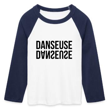 Danseuse - Danse - T-shirt Crop Top de Baseball Manches 3/4 Femme - blanc/marine  - Devant - Maraike (178cm)