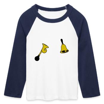 Glocke & Hupe - Frauen Cropped Baseball T-Shirt 3/4 Arm - Weiß/Navy  - Vorne - Maraike (178cm)