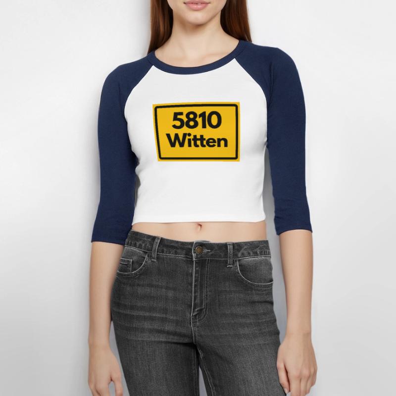 OLD POSTCODE POSTCODE RETRO 5810 WITTEN Women's Cropped 3/4 Sleeve Baseball T-Shirt