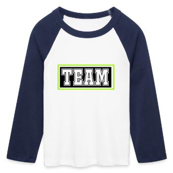 Équipe - T-shirt Crop Top de Baseball Manches 3/4 Femme - blanc/marine  - Devant - Maraike (178cm)