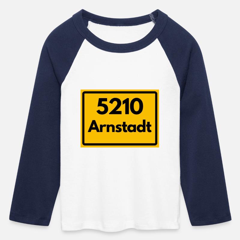 OLD POSTCODE POSTCODE 5210 Arnstadt Bachstadt - Women's Cropped 3/4 Sleeve Baseball T-Shirt - white/navy 
